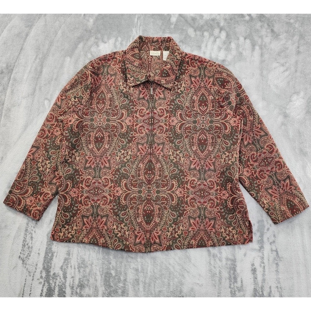 Vintage‎ Willow Bay Jacket Womens 2X Multicolor Paisley Tapestry Full Zip Boho